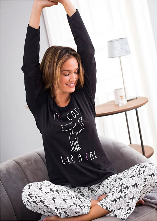 Bonprix Cat Printed Night Suit