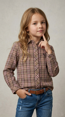 H&M L.O.G.G Girls Winter checkered Shirt With Logo