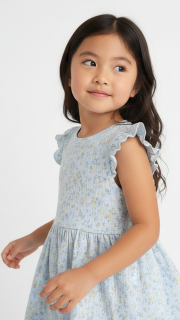 LC WAIKIKI Girls Textured Floral Printed Dress