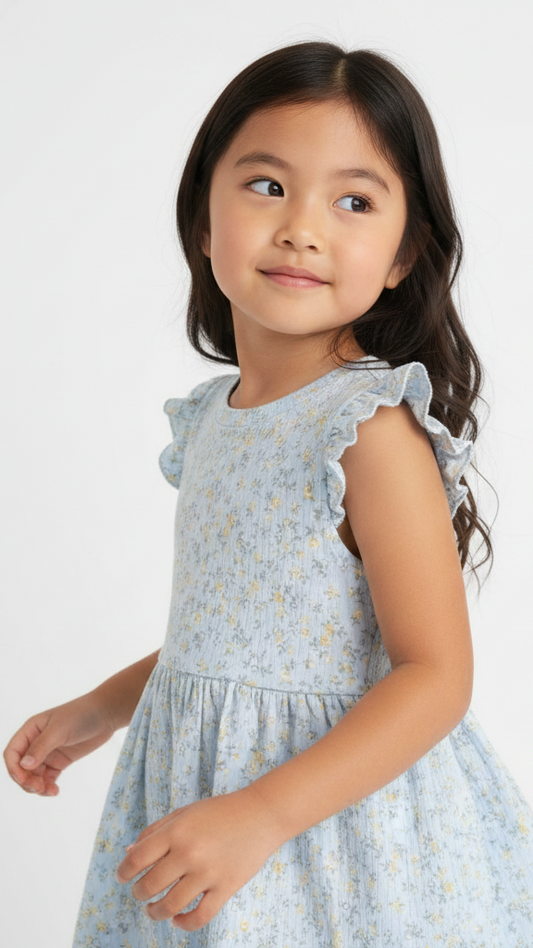 LC WAIKIKI Girls Textured Floral Printed Dress