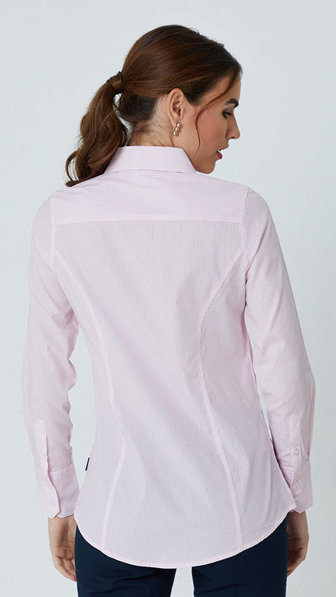 Beverly Hills Polo Club Womens Pink/White Stripes Shirt