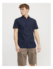 Men Summer Linen Blend Short Sleeves Shirt