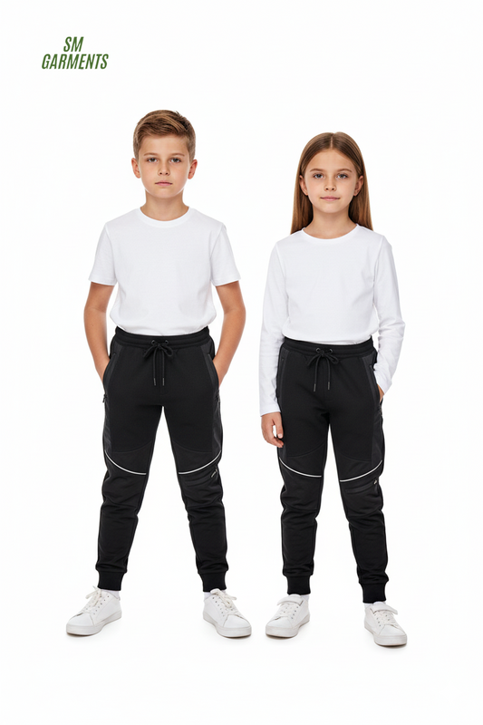 ROADWEAR Kids Black Tech Panel Jogger Pants with Zipper Pockets