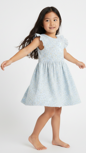 LC WAIKIKI Girls Textured Floral Printed Dress