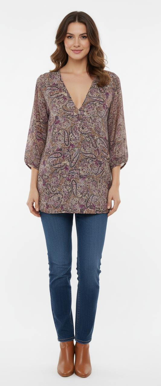 YELLOW WOMEN VISCOSE PRINTED TOP