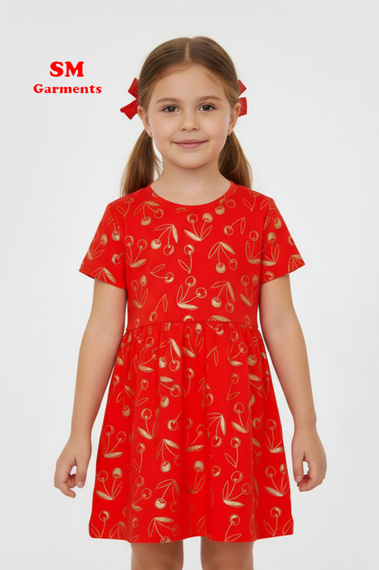 GIRLS CHERRY PRINTED DRESS