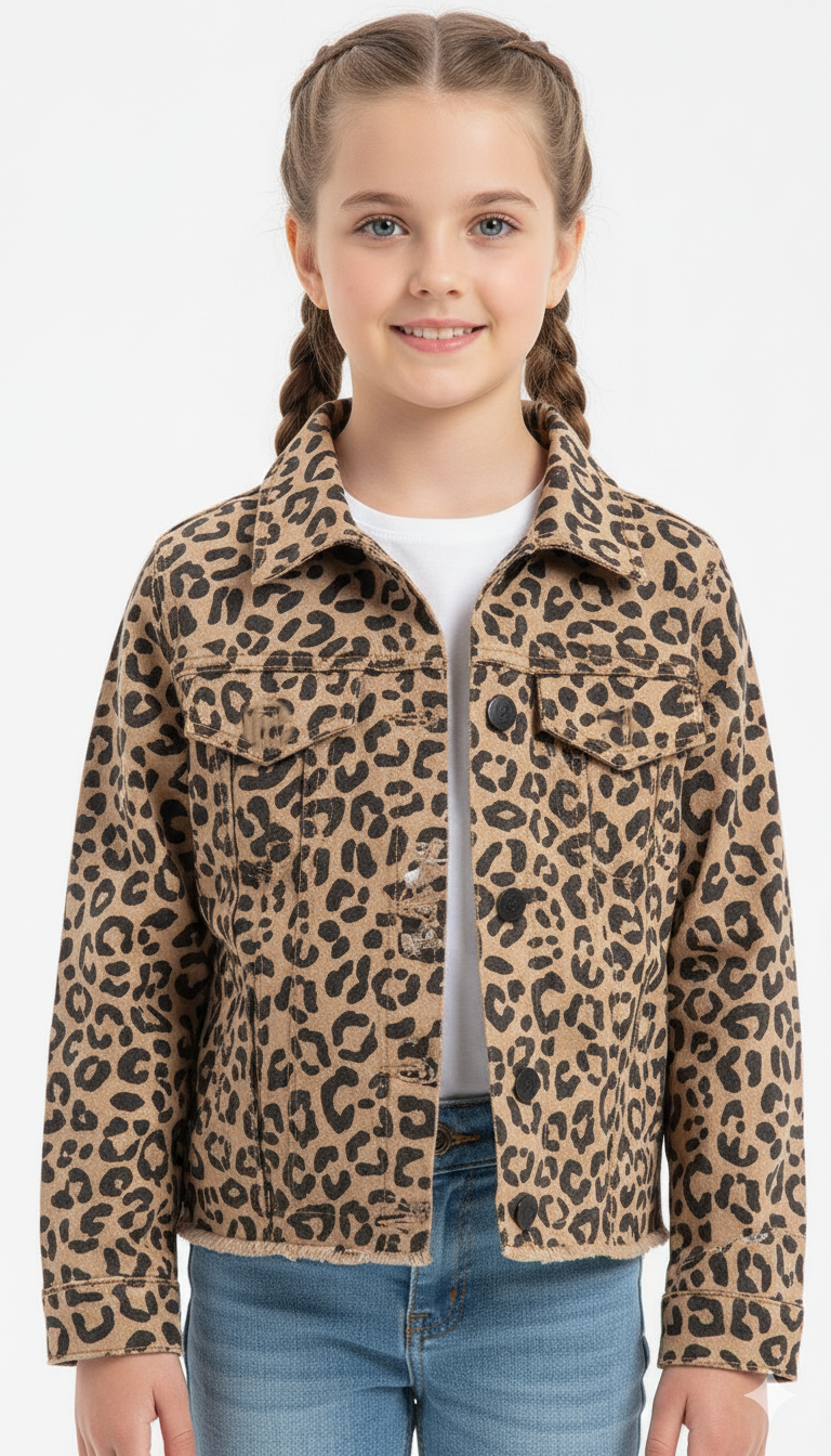 لڑکیاں پرنٹ شدہ ڈینم جیکٹ