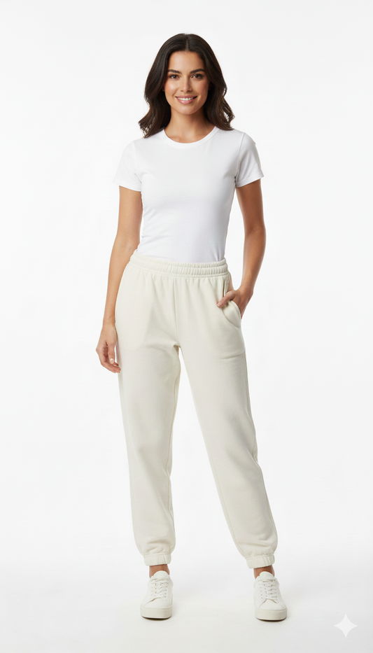 INEXTENSO WOMENS OFFWHITE PLUSH TROUSER