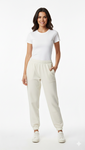 INEXTENSO WOMENS OFFWHITE PLUSH TROUSER