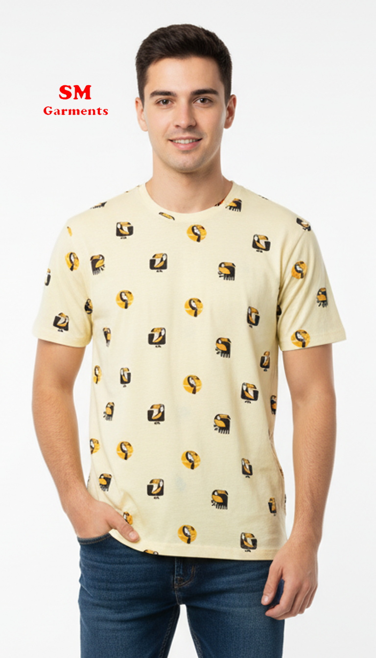 HOUSE CLOTHING BRAND MENS BIRDS PRINTED T SHIRT