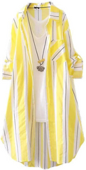 Mkjuuior Women's Cotton Shirt Striped Summer Sun Coat