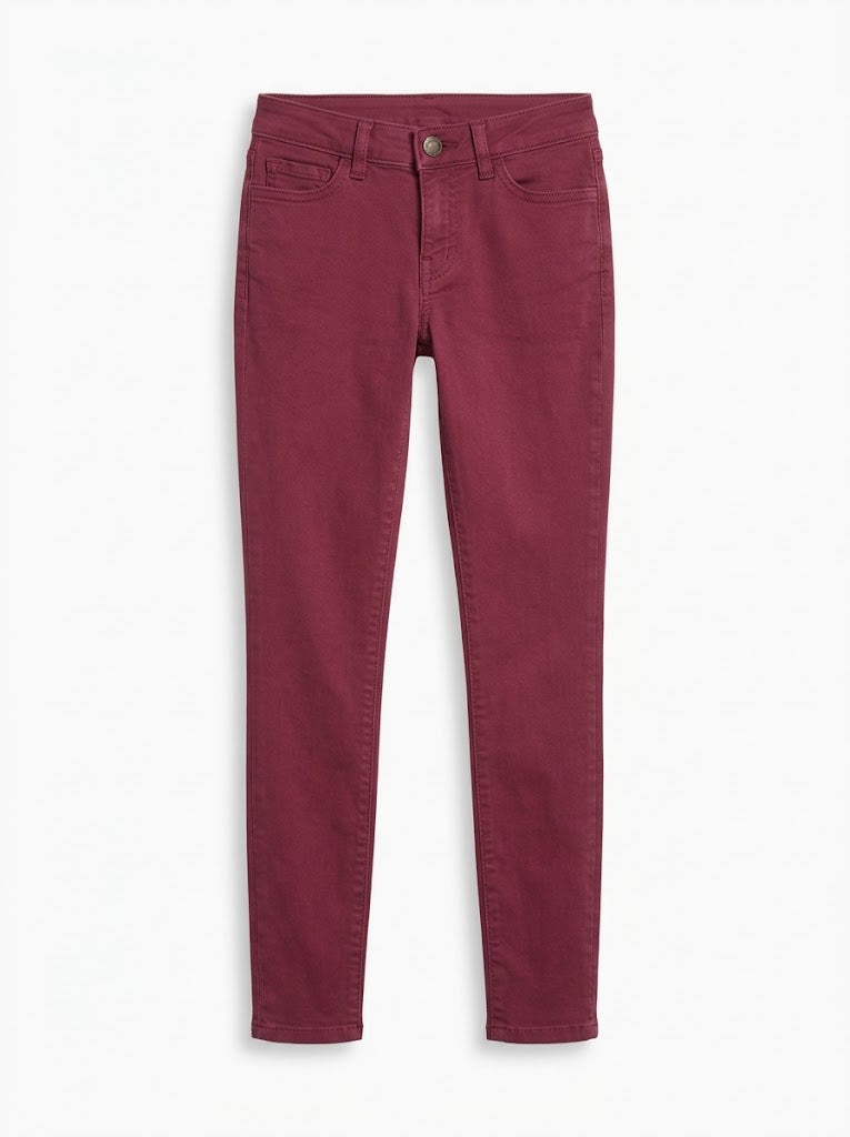 Girls BRANDED Berry Wine Skinny Fit Stretch Denim Pants| SM GARMENTS