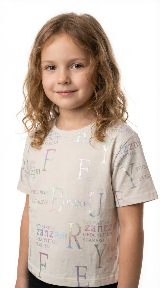 M&S Girls Metallic Print T Shirt