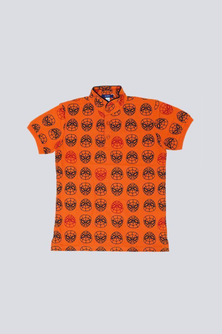 OKAIDI ALL OVER SPIDER MAN FACE PRINT T-SHIRT