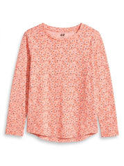 HM Girls' Coral Heathered Micro-Floral Long-Sleeve T-Shirt| SM GARMENTS