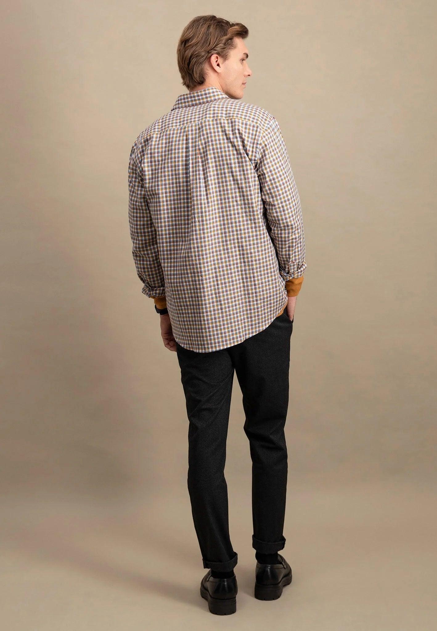 FYNCH-HATTON CHECKED SHIRT WITH BUTTON-DOWN COLLAR