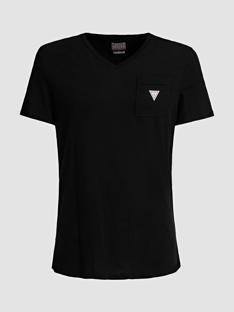 GUESS FRONT POCKET T-SHIRT WITH TRIANGLE LOGO