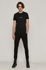 Men's jogger jeans in black knitted denim