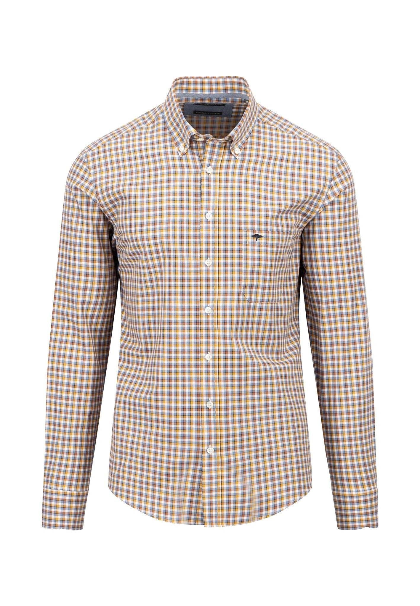 FYNCH-HATTON CHECKED SHIRT WITH BUTTON-DOWN COLLAR