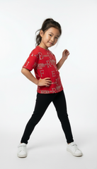 M&S Girls Red Shimmering Slogan Print Short Sleeve Cotton T Shirt