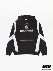 MALAYERBA Mens Black Change Printed Hoodie