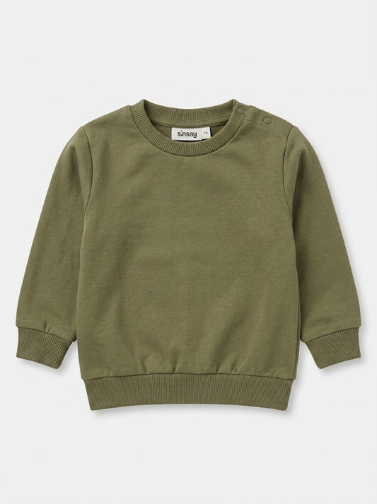 Boys' Long-Sleeve Casual Cotton Sweatshirt – Olive Green