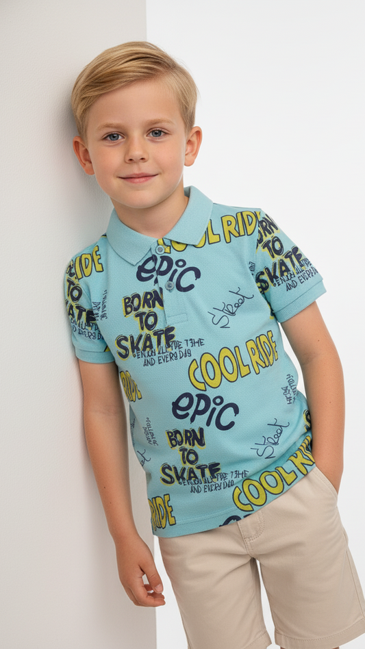 JUNIOR Boys Graphic Printed Polo Shirt