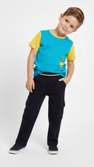 SESAME STREET Boys Black Straight Leg Cargo Trouser