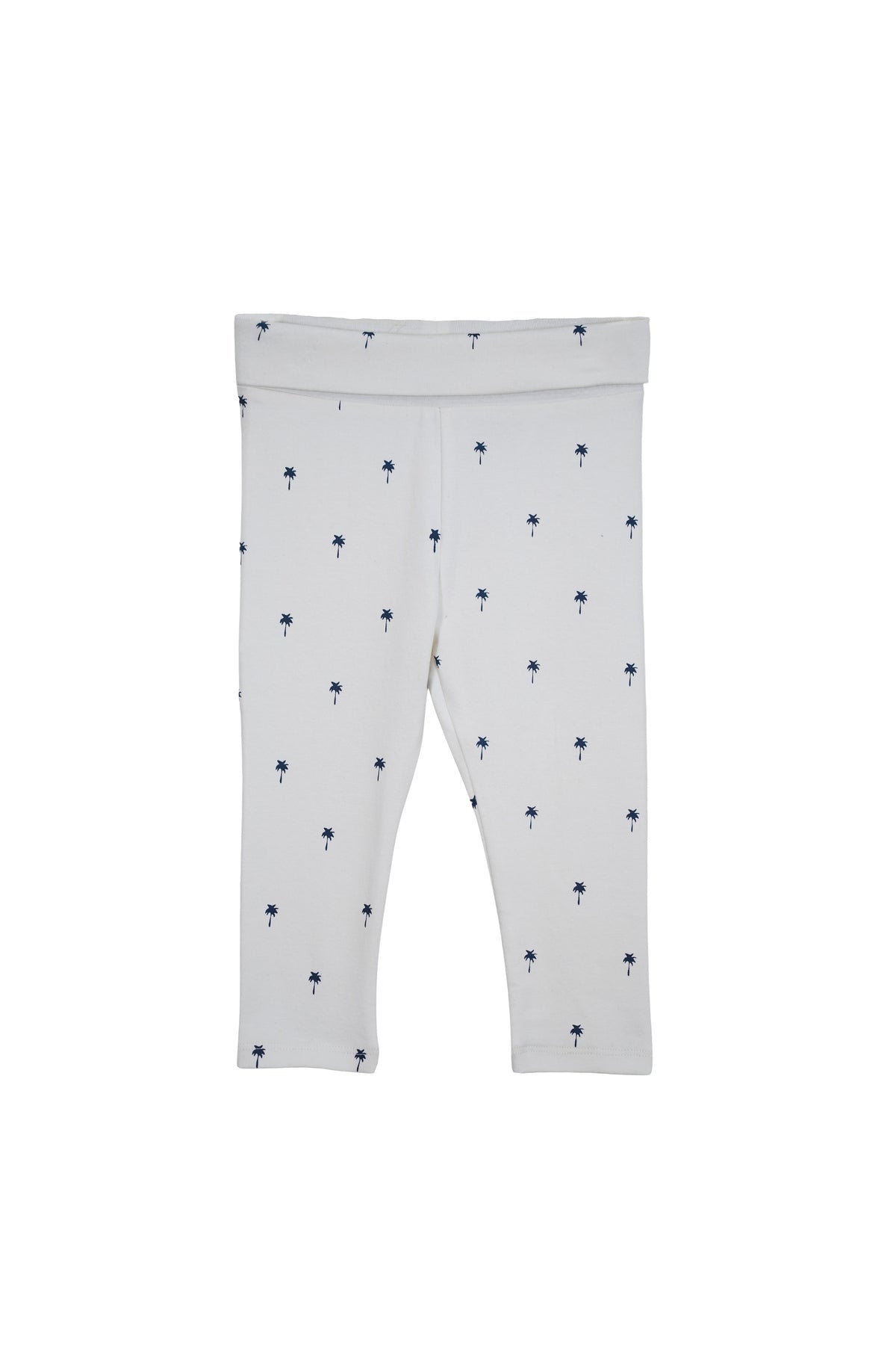 SOOCUTE GIRLS Palm Tree Print Cotton Leggings – White & Navy