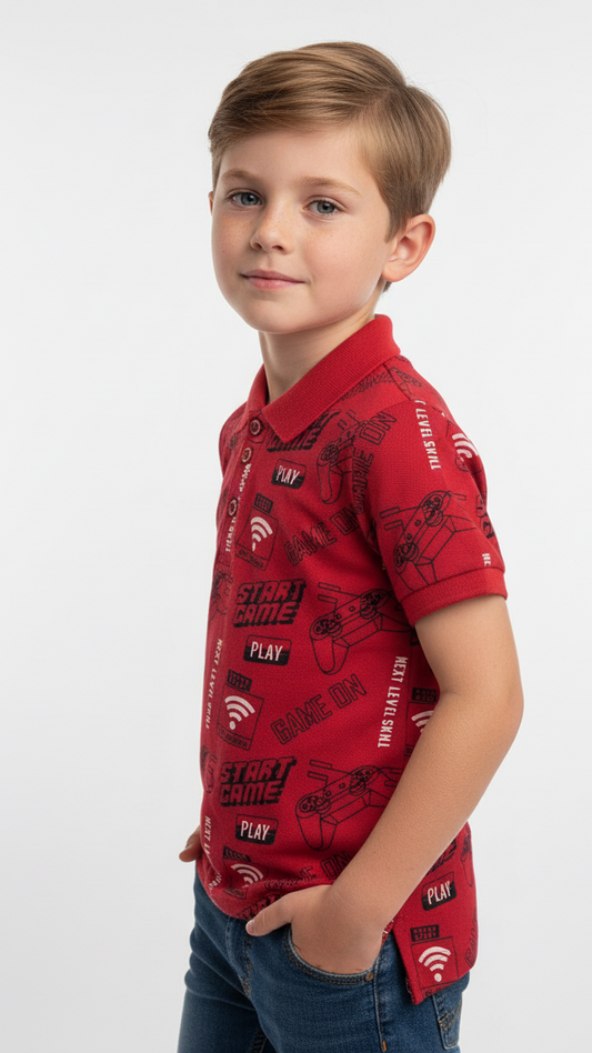 JUNIOR Boys Graphic Printed Polo Shirt
