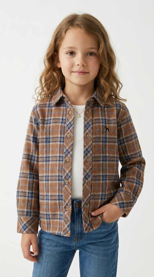 H&M L.O.G.G Girls Winter checkered Shirt With Logo