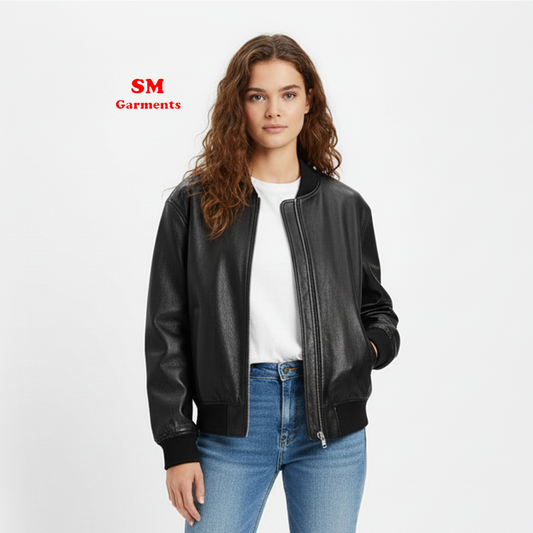 Leather Aviator Biker Jacket (WOMENS)