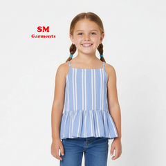 Girls Blue White Stripes Patterned Playsuit