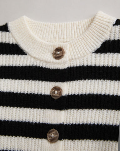 DUNNES STORES GIRLS STRIPES CREW CARDIGAN