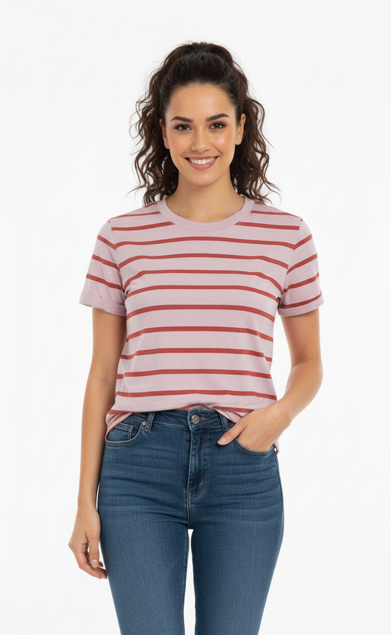 C&A WOMENS STRIPED HALF SLEEVES T-SHIRT