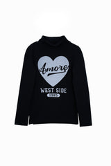 LH GIRLS TURTLENECK PRINTED LONG SLEEVES GRAPHIC TEE