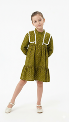 J.MILLI Girls Green Printed Dress