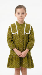 J.MILLI Girls Green Printed Dress