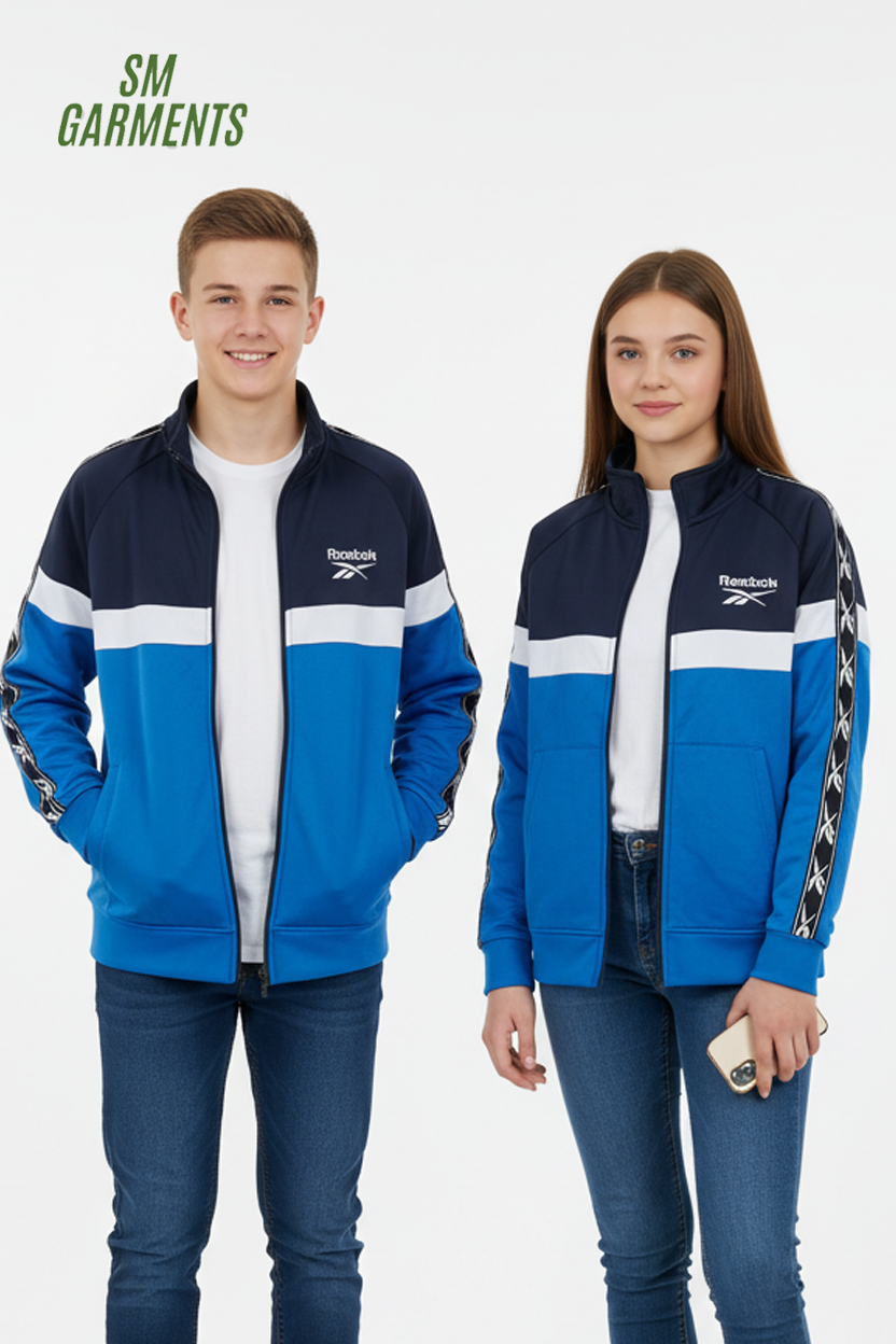 REEBOK KIDS COLOR BLOCK ZIPPED PULLOVER