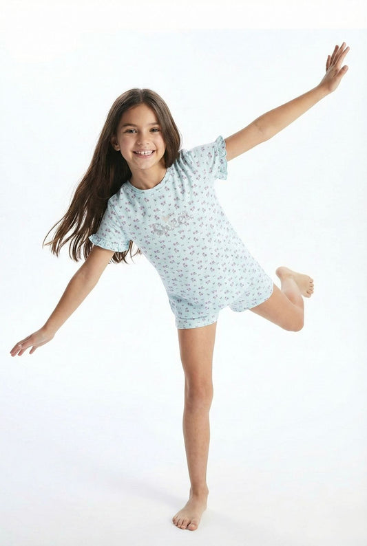 LC WAIKIKI Girls Floral Printed Embroided text Tee