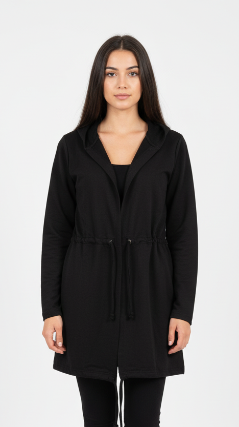 JANINA WOMENS DRAWSTRING KNEE LENGTH HOODIE