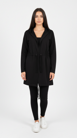 JANINA WOMENS DRAWSTRING KNEE LENGTH HOODIE