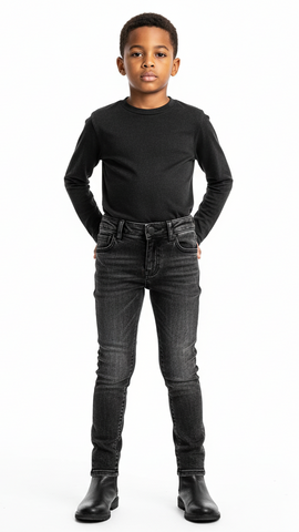 KIABI BOYS BLACK WASH JEANS