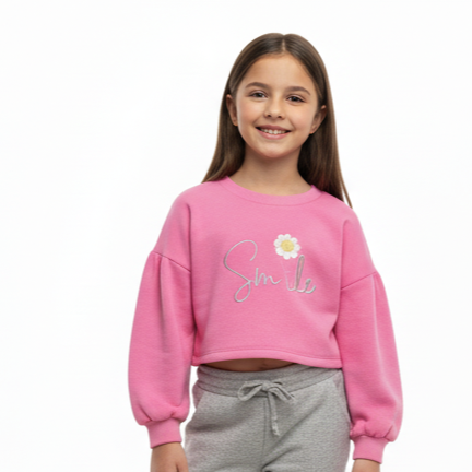 LCW Girls Pink Crop Sweatshirt