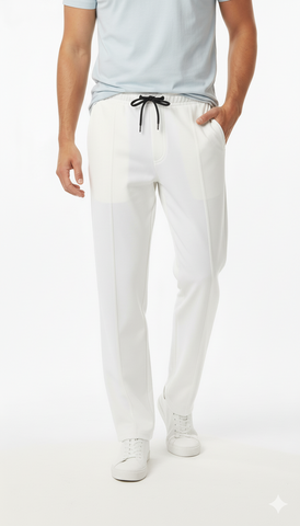 BERSHKA MENS WHITE TEXTURE PLEATED TROUSER