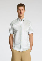 Selected Hommes Linen Men Shirt - Iceberg Green Stripesstripess