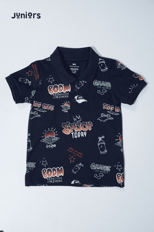 JUNIOR Boys Graphic Printed Polo Shirt