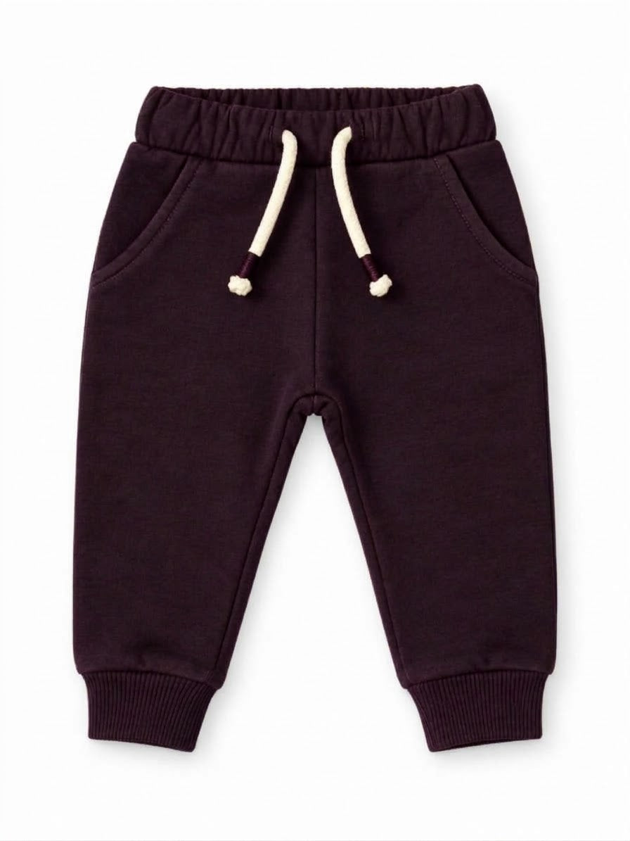 Kids BRANDED' Dark Plum Purple Fleece Drawstring Jogger Sweatpants| SM GARMENTS