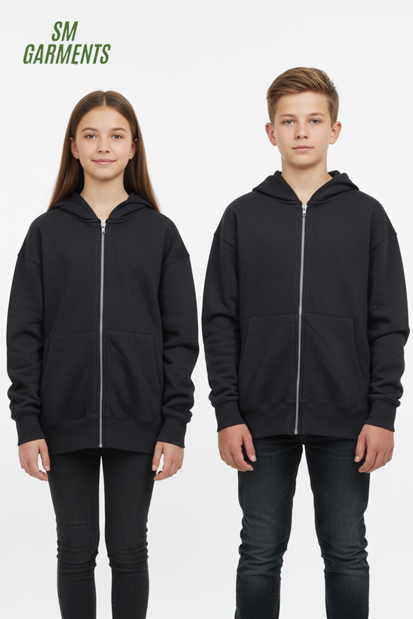 ZARA KIDS BASIC BLACK ZIPPED HOODIE