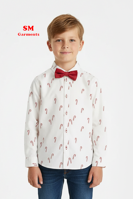 BOYS CANDY CANES PRINTED SHIRT